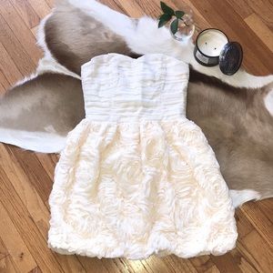 NEW H&M Strapless Rosette Mini Dress - Ivory, S4